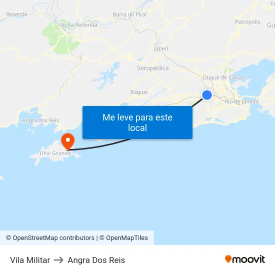 Vila Militar to Angra Dos Reis map