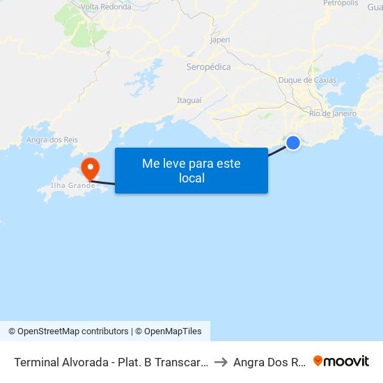 Terminal Alvorada - Plat. B Transcarioca to Angra Dos Reis map