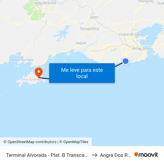 Terminal Alvorada - Plat. B Transcarioca to Angra Dos Reis map