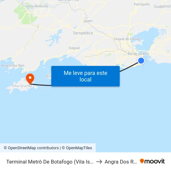 Terminal Metrô De Botafogo (Vila Isabel) to Angra Dos Reis map