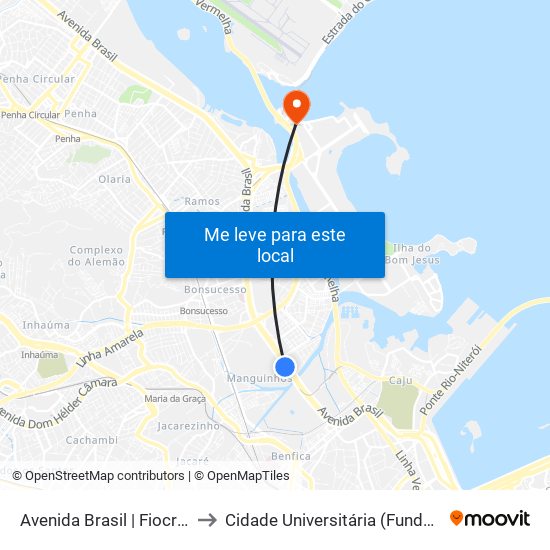 Avenida Brasil | Fiocruz to Cidade Universitária (Fundão) map