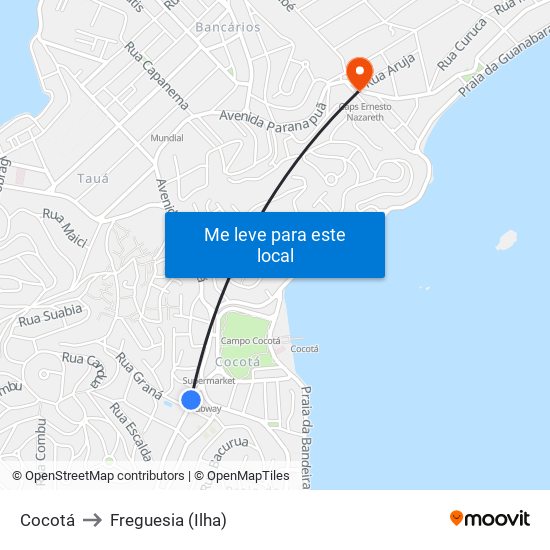 Cocotá to Freguesia (Ilha) map