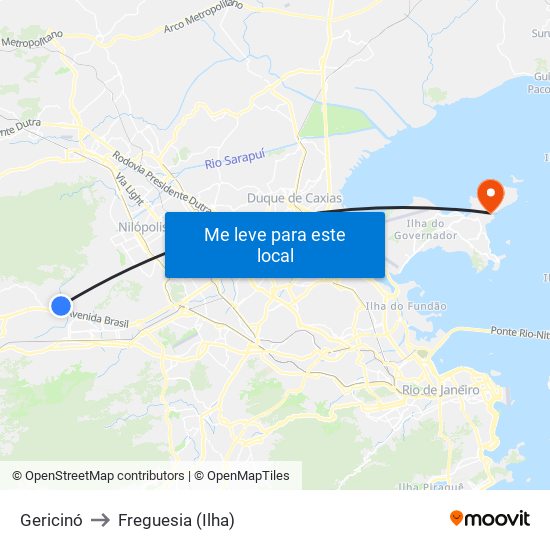 Gericinó to Freguesia (Ilha) map