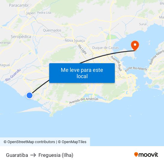 Guaratiba to Freguesia (Ilha) map