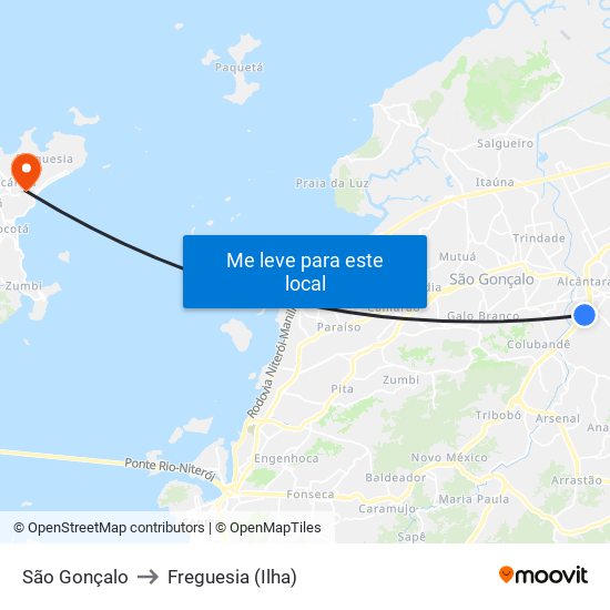 São Gonçalo to Freguesia (Ilha) map