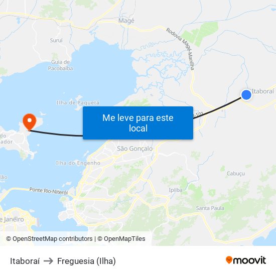 Itaboraí to Freguesia (Ilha) map