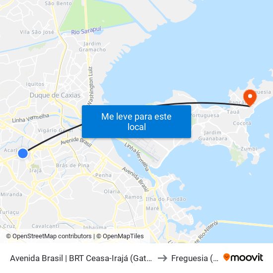 Avenida Brasil | BRT Ceasa-Irajá (Gata De Irajá) to Freguesia (Ilha) map