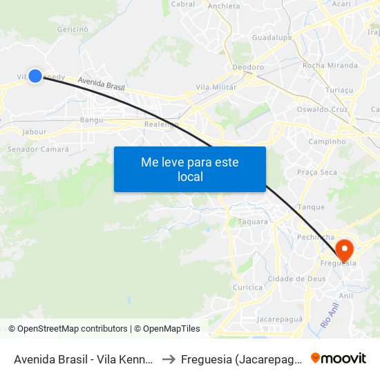 Avenida Brasil - Vila Kennedy to Freguesia (Jacarepaguá) map