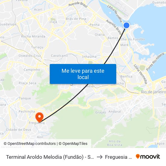 Terminal Aroldo Melodia (Fundão) - Sentido Centro E Zona Norte (Exceto Ilha) to Freguesia (Jacarepaguá) map