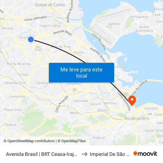 Avenida Brasil | BRT Ceasa-Irajá (Gata De Irajá) to Imperial De São Cristóvão map