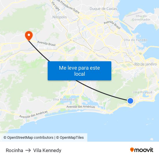 Rocinha to Vila Kennedy map