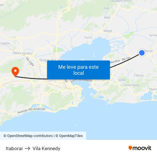 Itaboraí to Vila Kennedy map