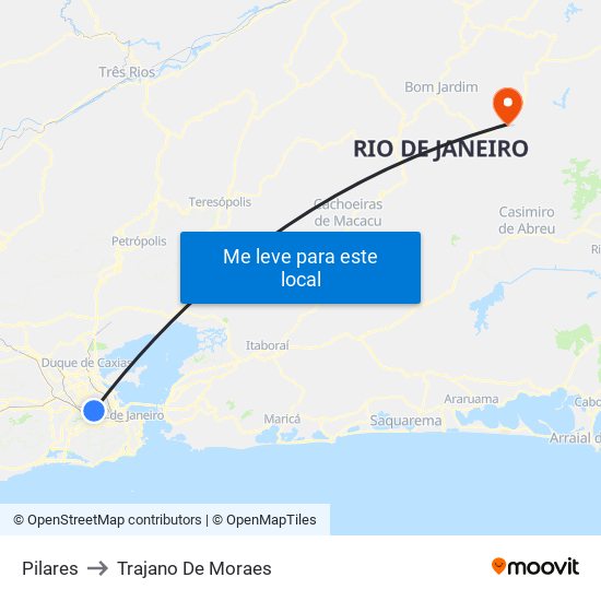 Pilares to Trajano De Moraes map