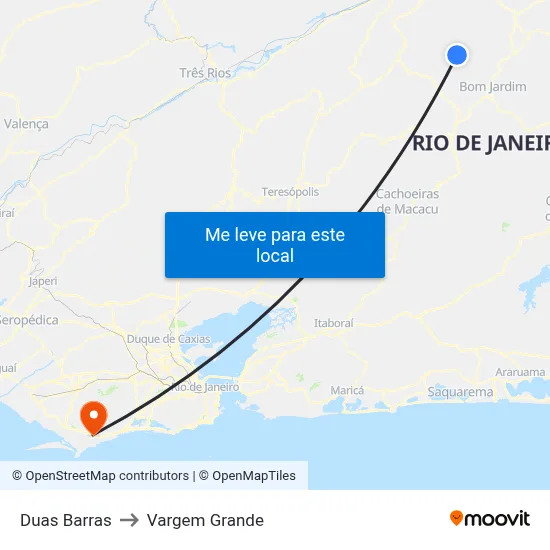 Duas Barras to Vargem Grande map
