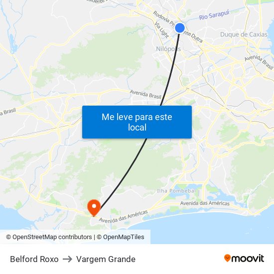 Belford Roxo to Vargem Grande map