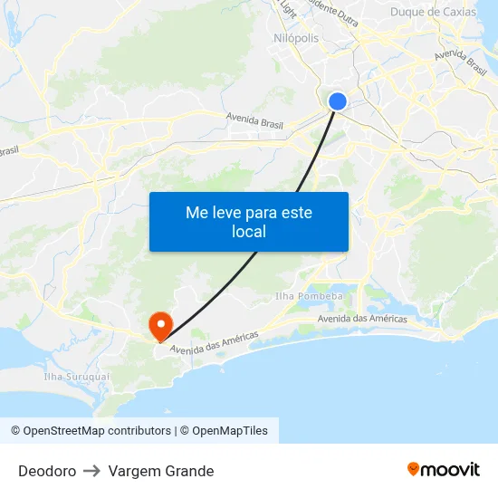Deodoro to Vargem Grande map