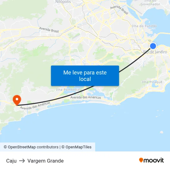 Caju to Vargem Grande map
