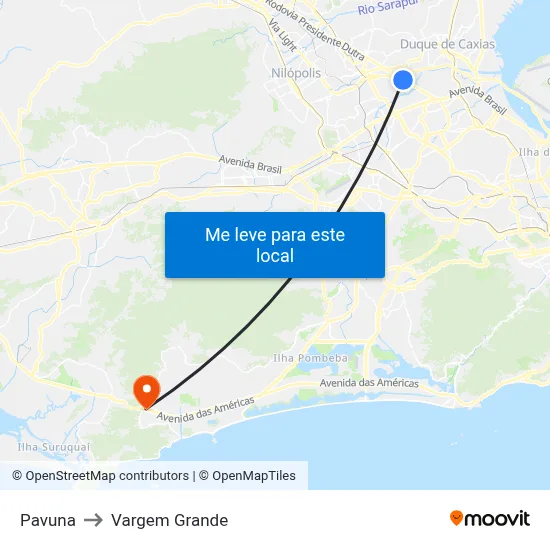 Pavuna to Vargem Grande map