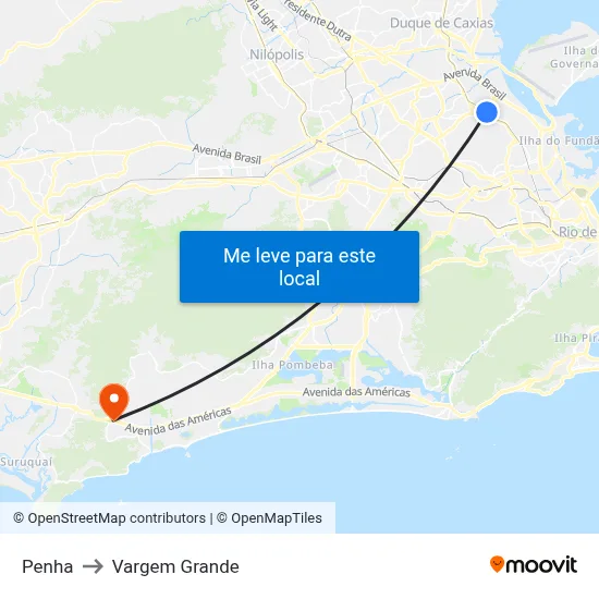 Penha to Vargem Grande map