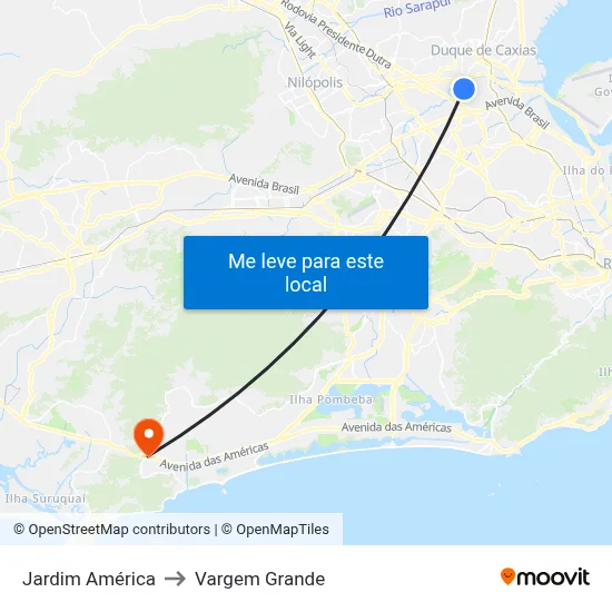Jardim América to Vargem Grande map