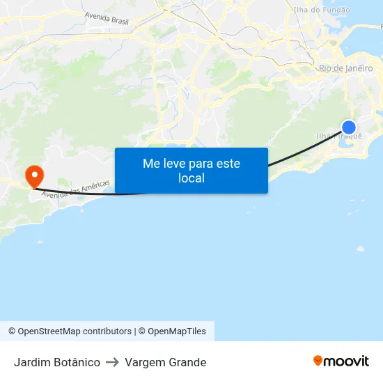 Jardim Botânico to Vargem Grande map