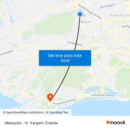 Mesquita to Vargem Grande map