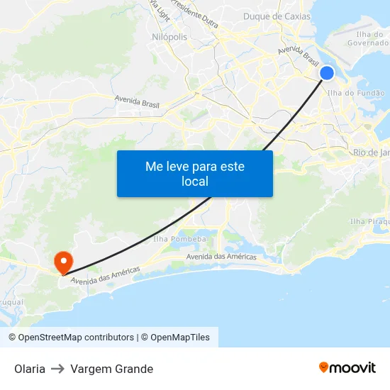 Olaria to Vargem Grande map