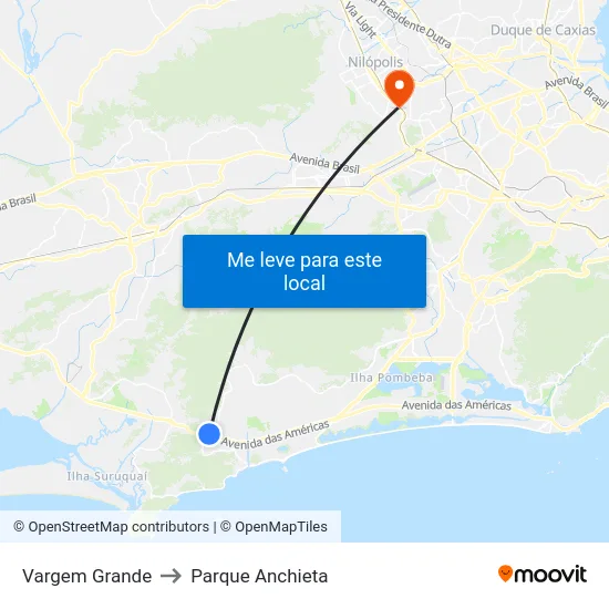 Vargem Grande to Parque Anchieta map