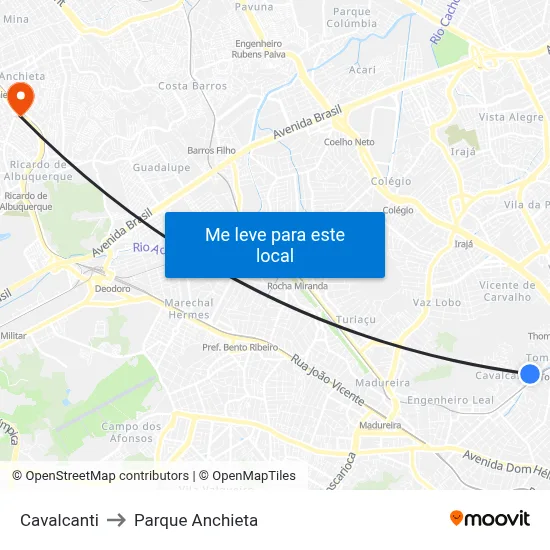 Cavalcanti to Parque Anchieta map