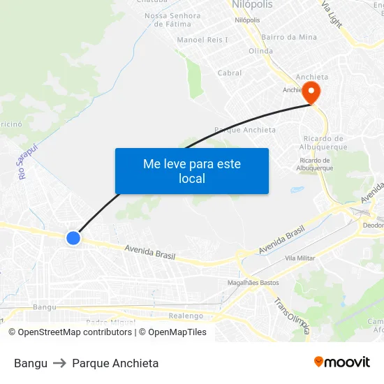 Bangu to Parque Anchieta map
