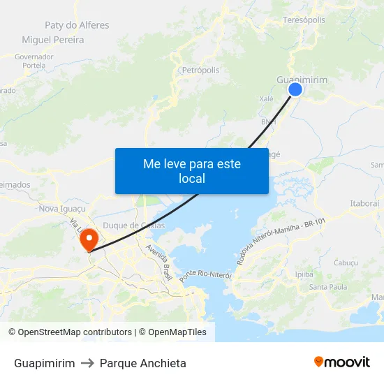 Guapimirim to Parque Anchieta map