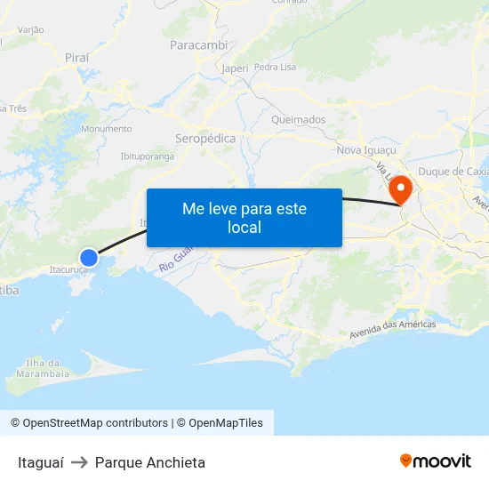 Itaguaí to Parque Anchieta map