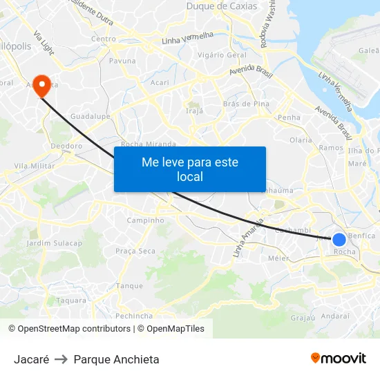 Jacaré to Parque Anchieta map