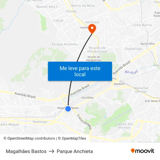Magalhães Bastos to Parque Anchieta map
