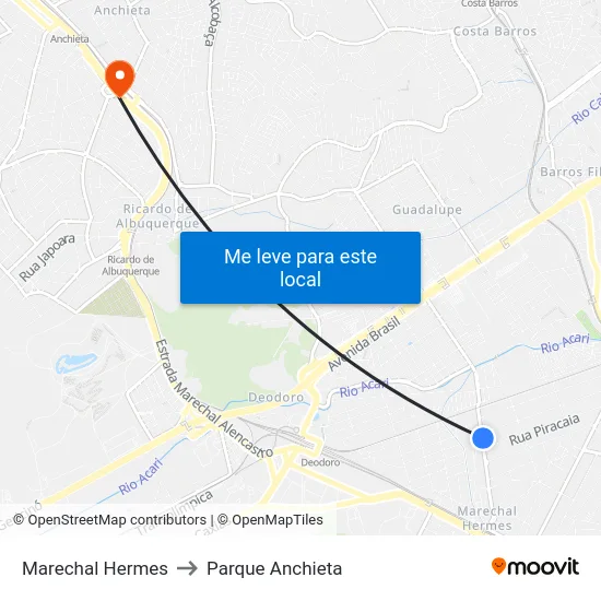 Marechal Hermes to Parque Anchieta map