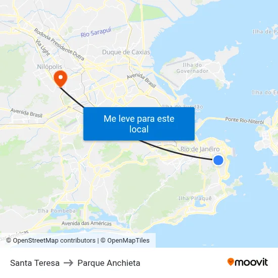 Santa Teresa to Parque Anchieta map