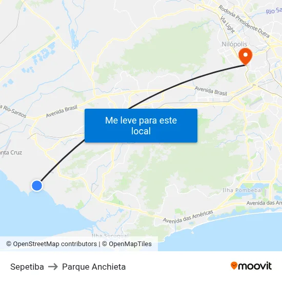 Sepetiba to Parque Anchieta map