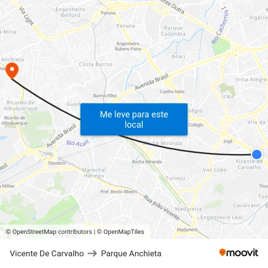 Vicente De Carvalho to Parque Anchieta map