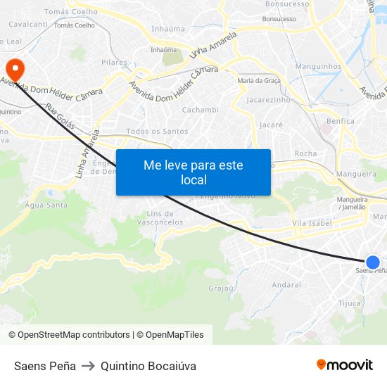 Saens Peña to Quintino Bocaiúva map