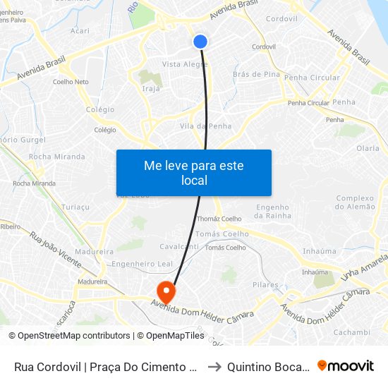 Rua Cordovil | Praça Do Cimento Branco to Quintino Bocaiúva map