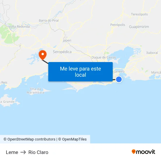 Leme to Rio Claro map