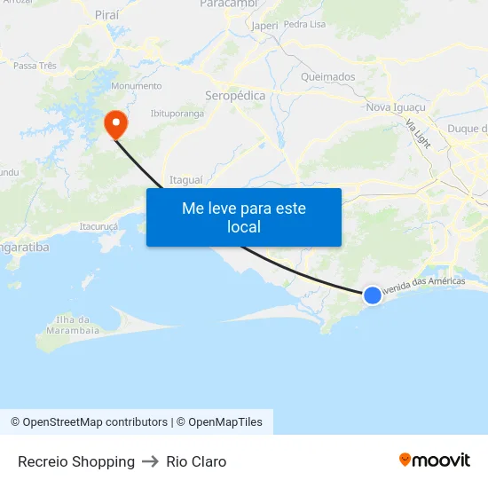 Recreio Shopping to Rio Claro map