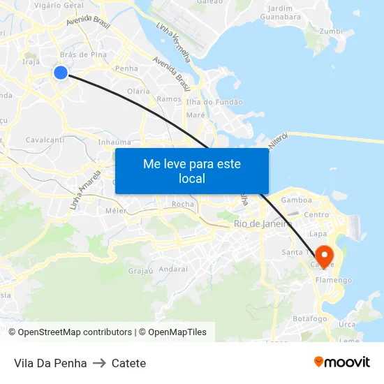 Vila Da Penha to Catete map