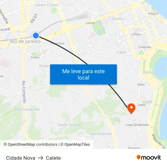 Cidade Nova to Catete map