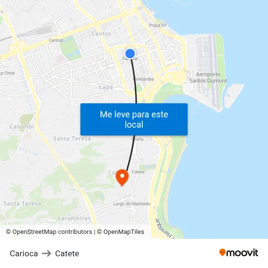 Carioca to Catete map