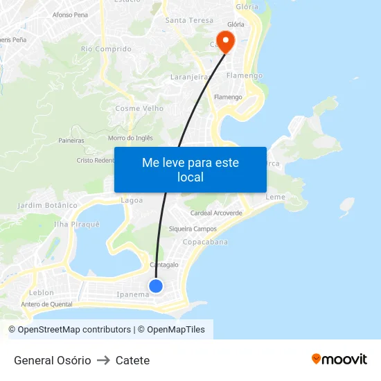 General Osório to Catete map
