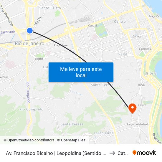 Av. Francisco Bicalho | Leopoldina (Sentido Av. Brasil) to Catete map