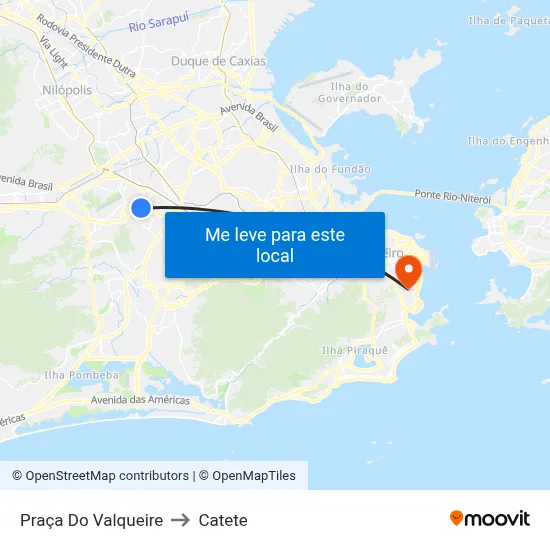 Praça Do Valqueire to Catete map