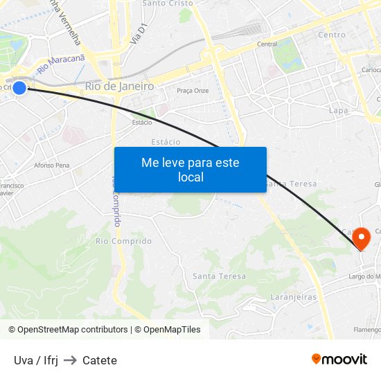 Uva / Ifrj to Catete map