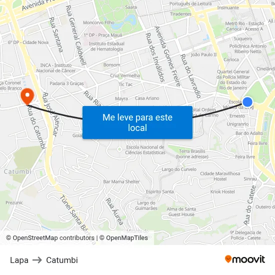 Lapa to Catumbi map